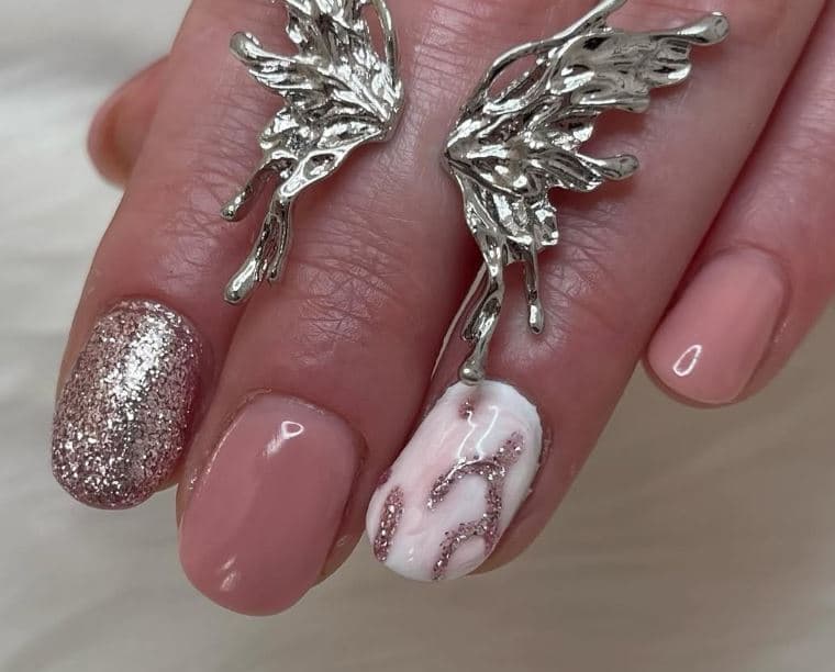 Remplissage marbré - Réalisation prothésiste ongulaire Laon